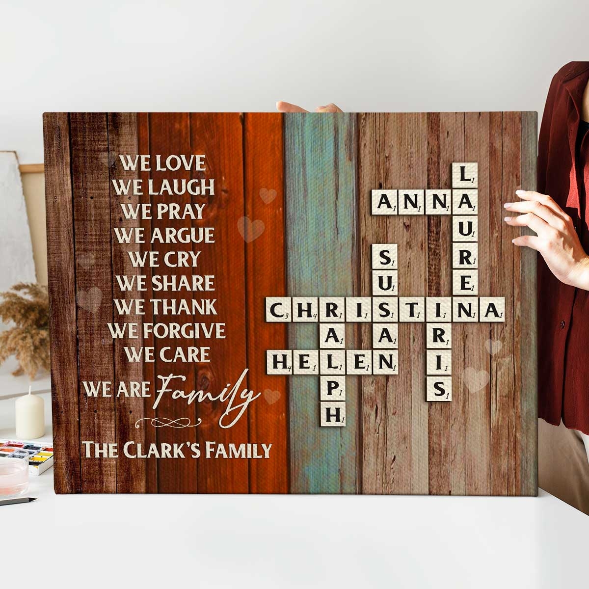 Custom Family Name Crossword Art Canvas Scrabble Family Name 