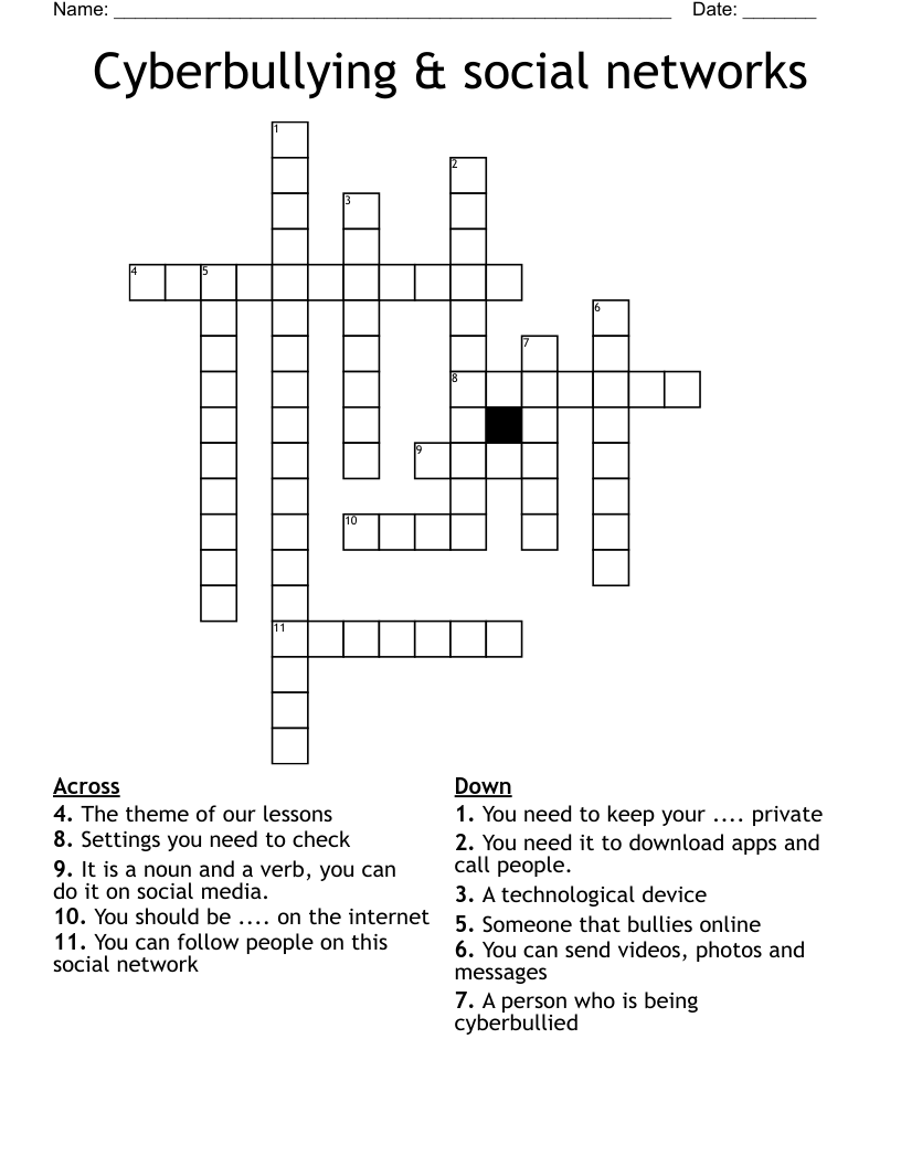 Cyberbullying Social Networks Crossword WordMint