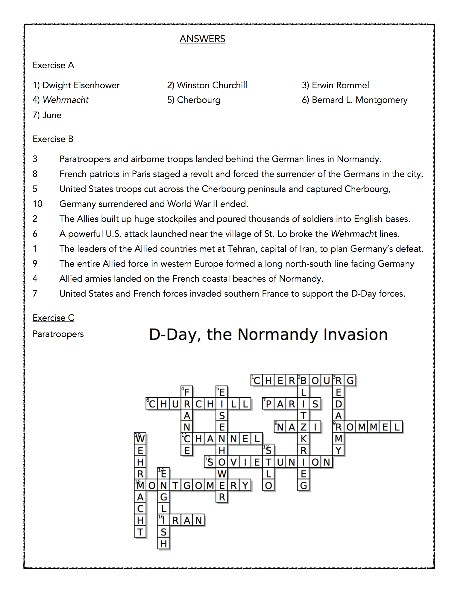 D Day The Invasion Of Normandy Reading Comprehension Passage Classful