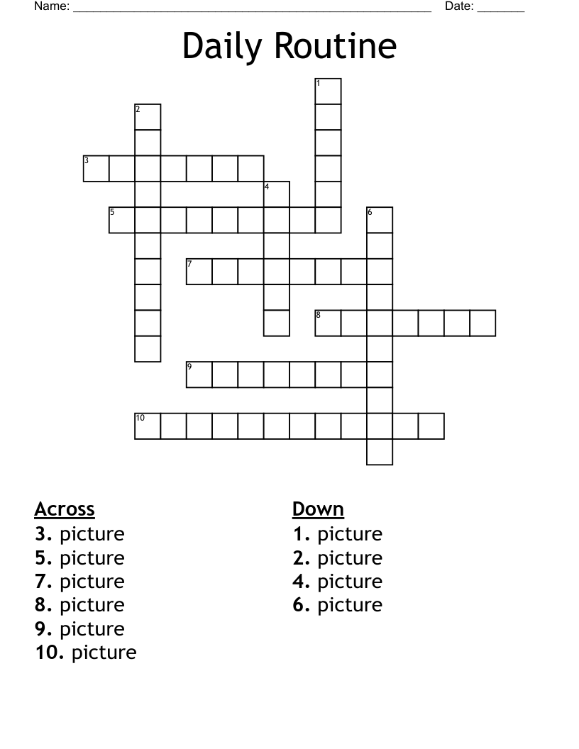 Daily Routine Crossword WordMint