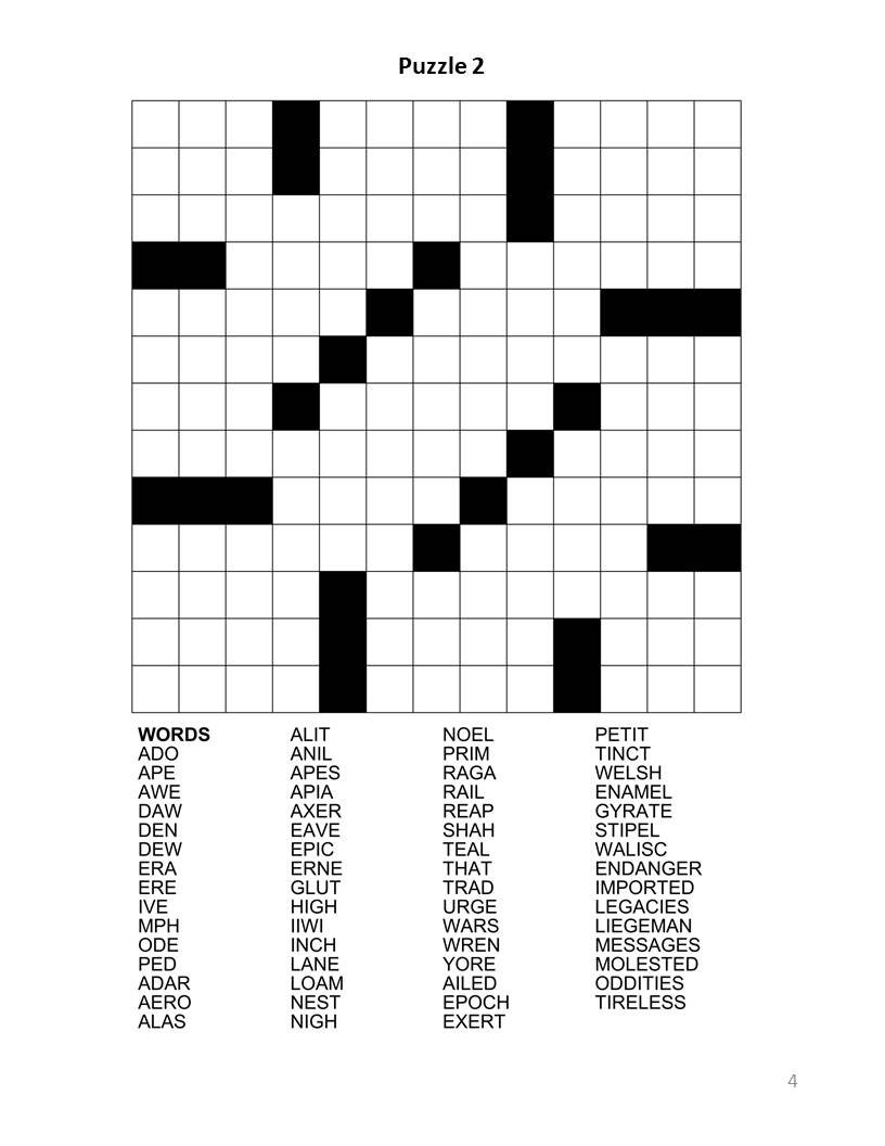 Digital Download 100 Printable Fill in Crossword Puzzles For Adults Large Print Easy To Read Word Fillin Games With Solutions Etsy
