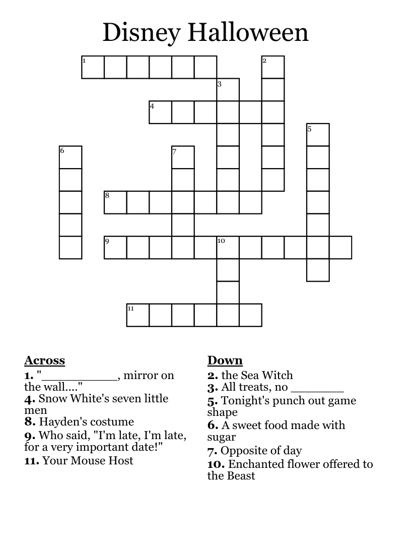 Disney Halloween Crossword WordMint