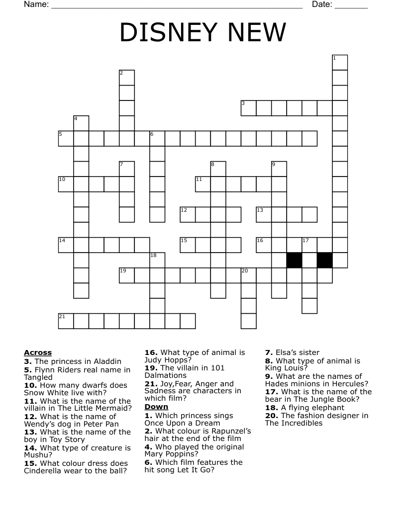 DISNEY NEW Crossword WordMint