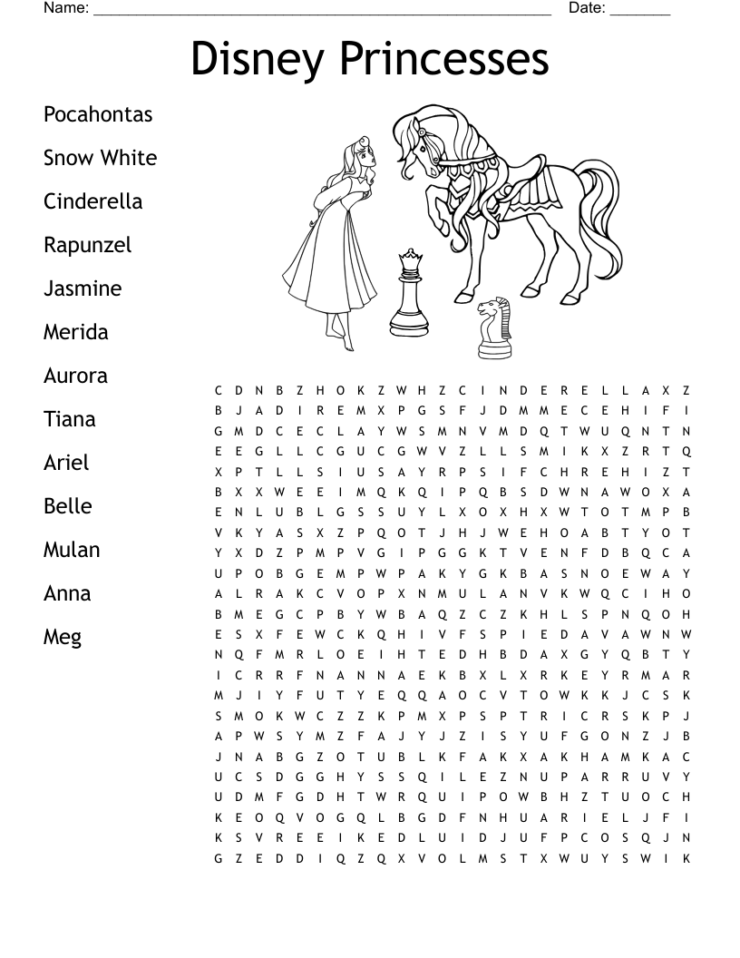 Disney Princesses Crossword WordMint
