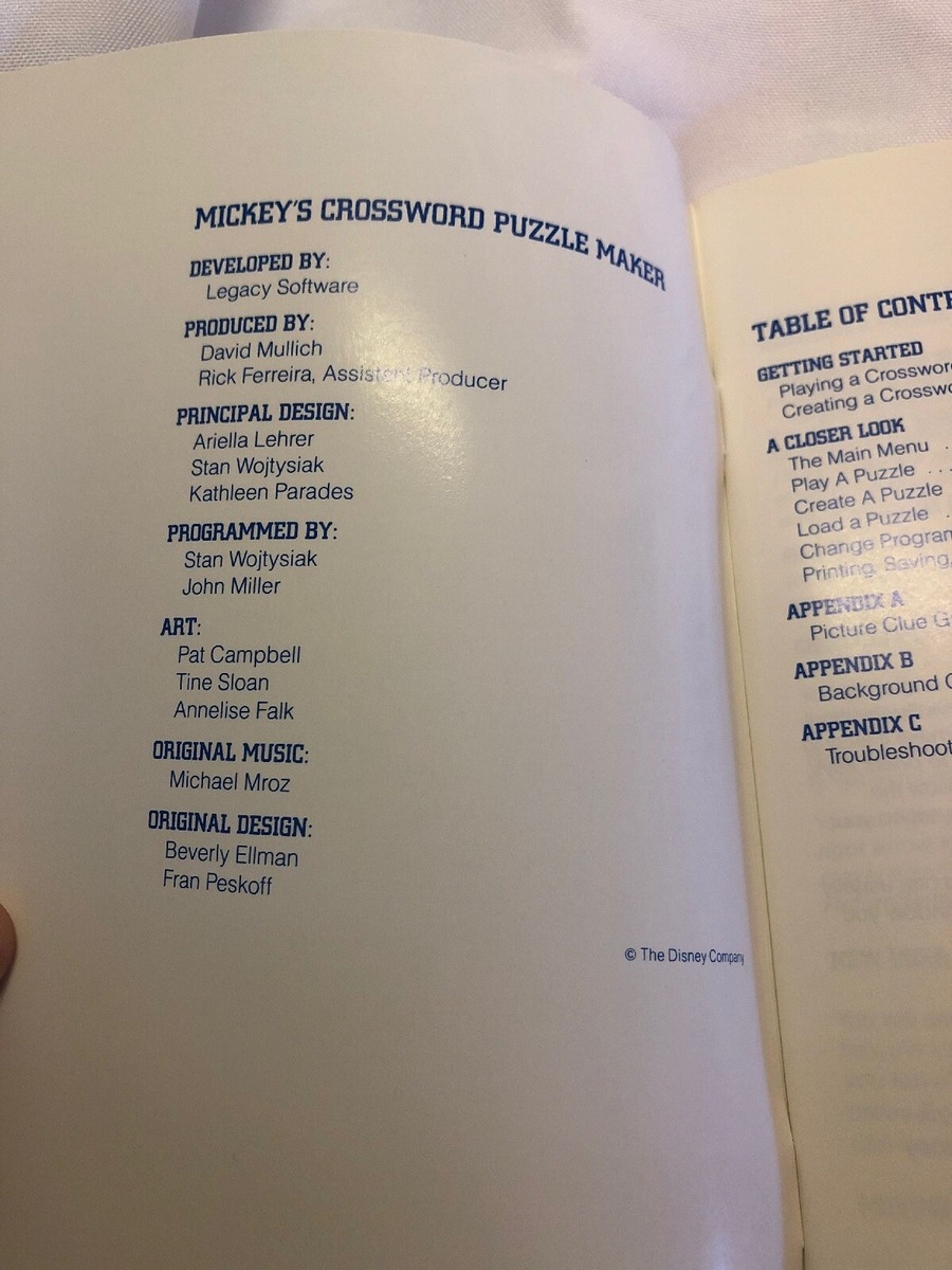 Disney Software Mickey s Crossword Puzzle Maker User Guide Only EBay