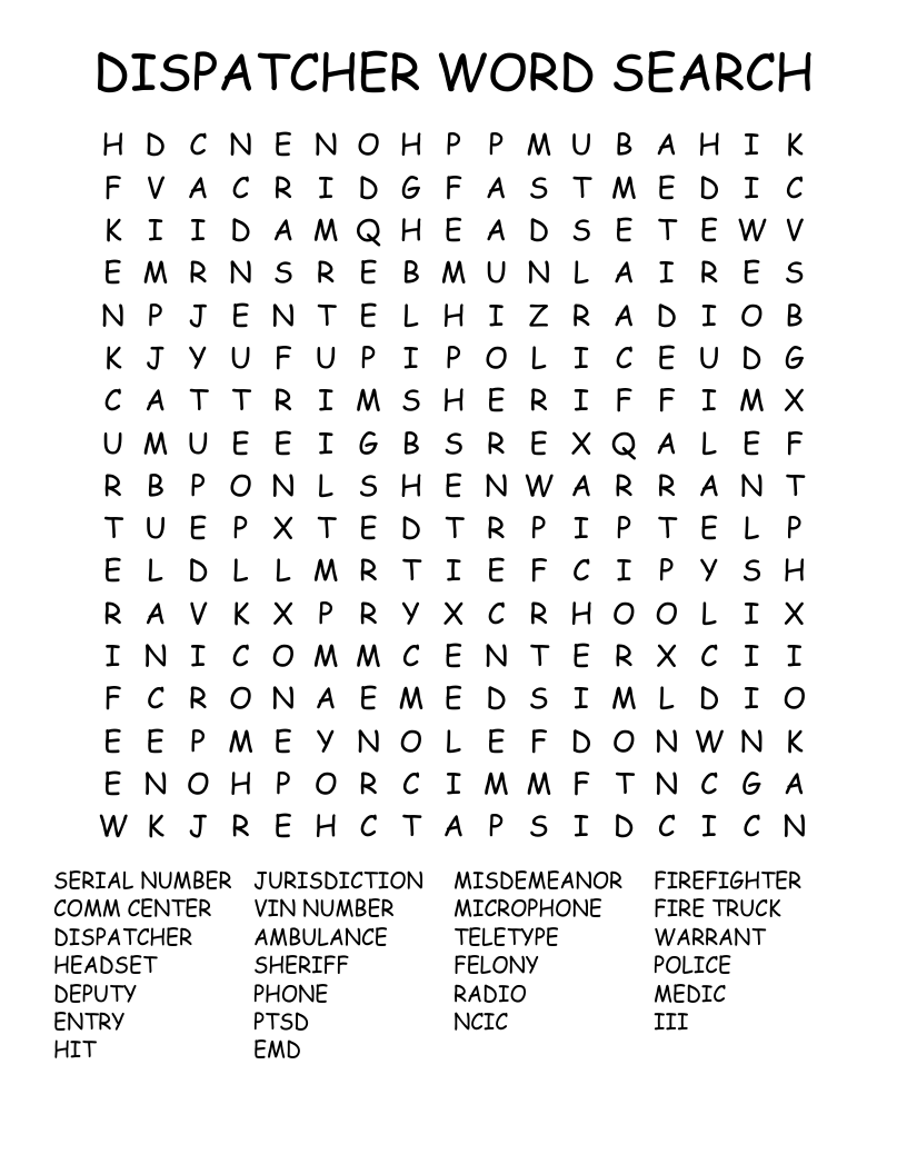 DISPATCHER WORD SEARCH WordMint