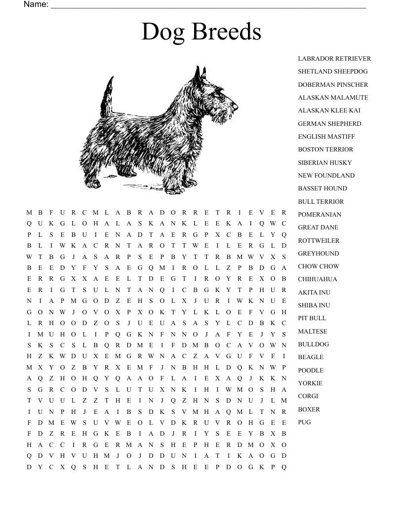 Crossword Puzzles Dog Breeds