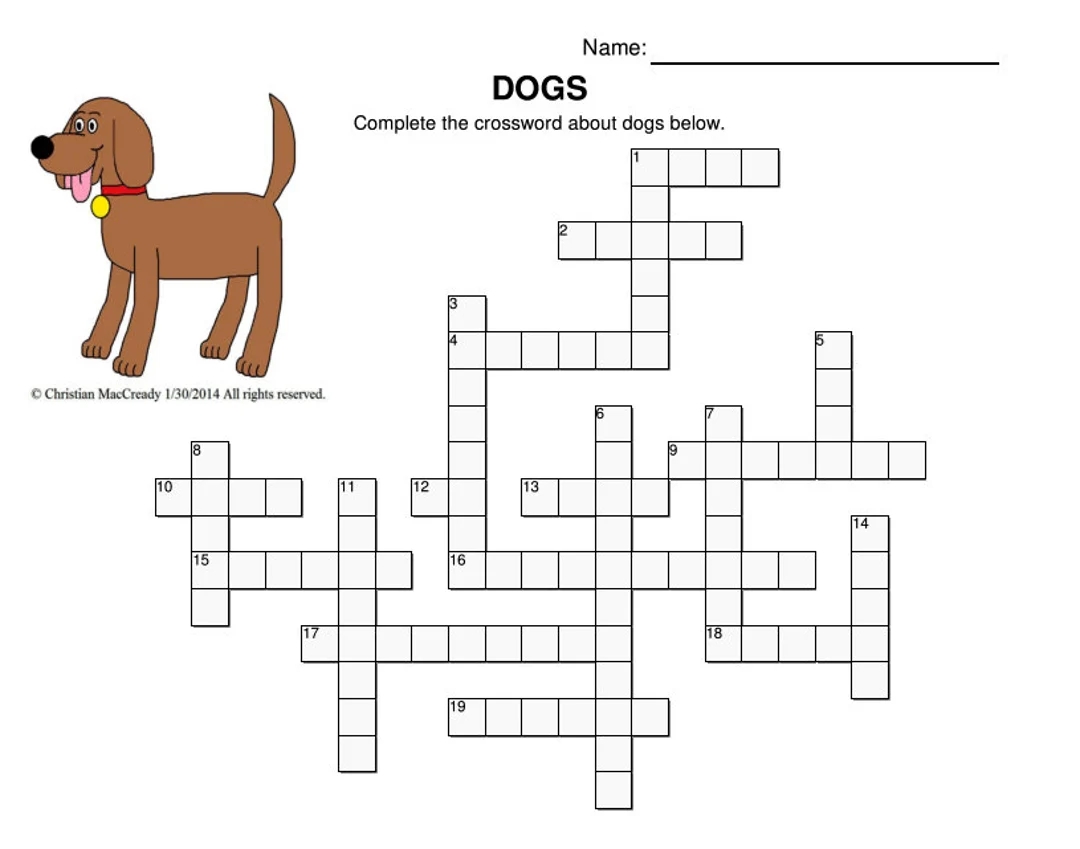 Dogs Crossword Puzzles Etsy