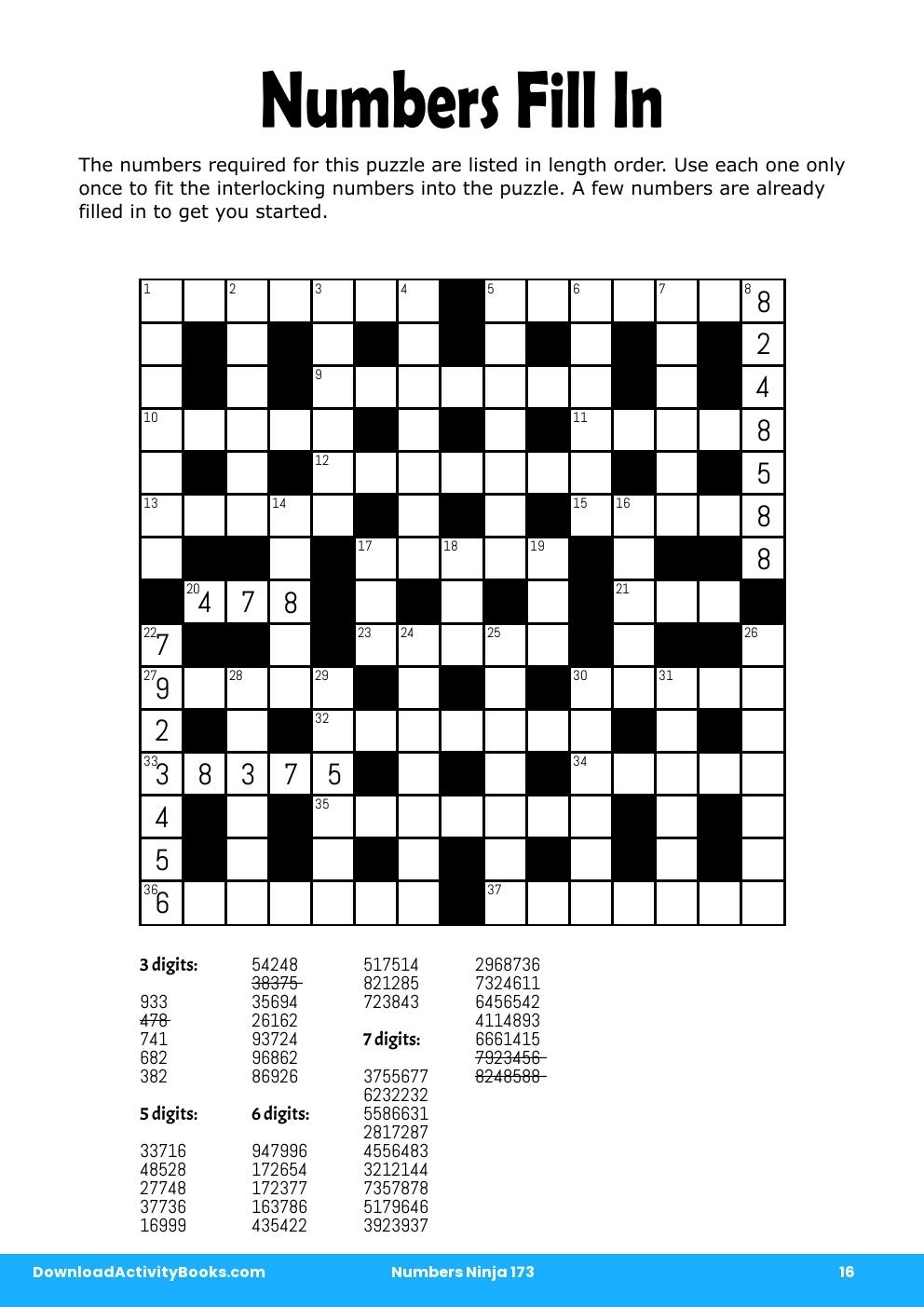 Download Numbers Fill In In Numbers Ninja 173