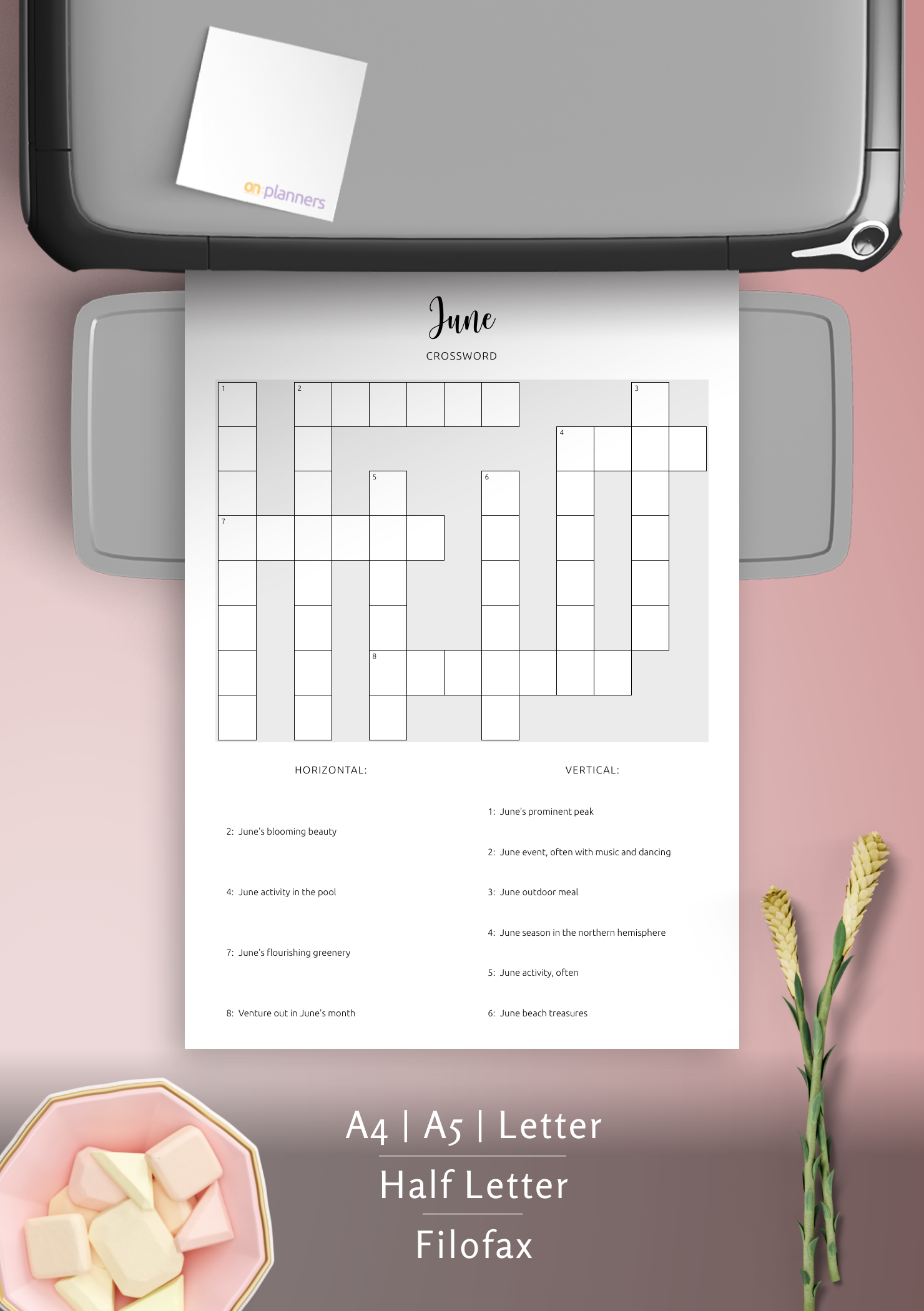 Download Printable June Crossword PDF Puzzle Summertime Challenge