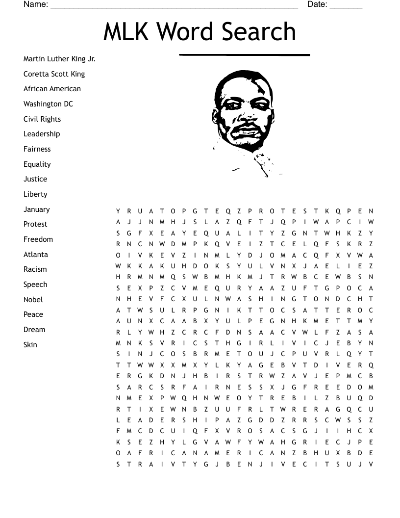 Dr Martin Luther King Jr Crossword Puzzle Answers