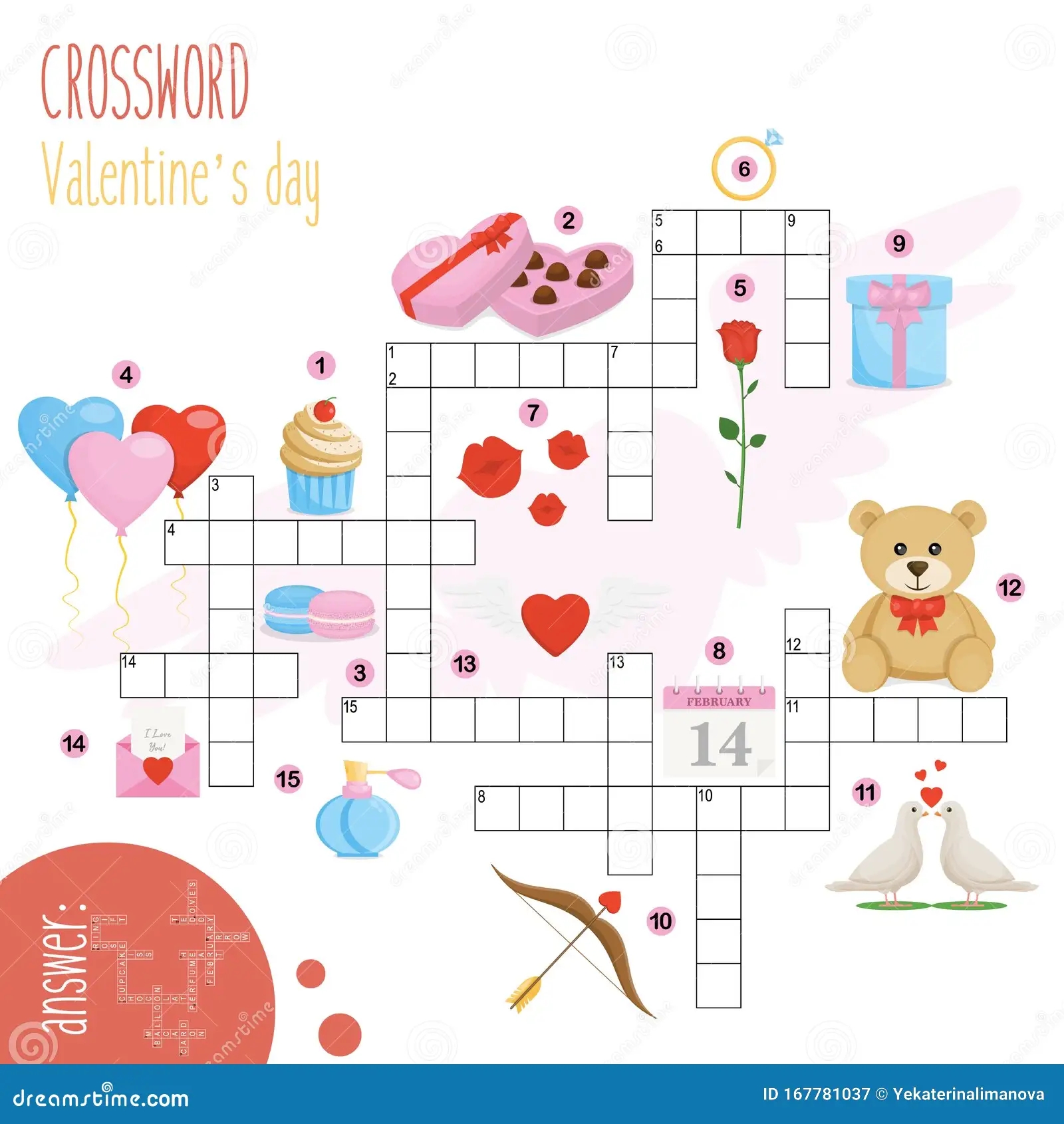 Easy Crossword Puzzle Valentine s Day Stock Vector 