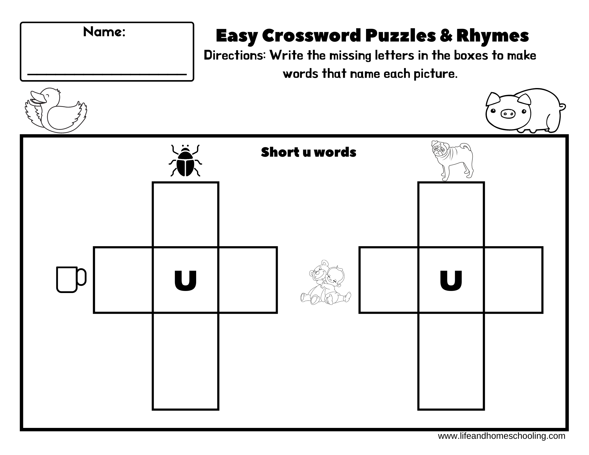 Easy Crossword Puzzles cvc Rhymes Made By Teachers