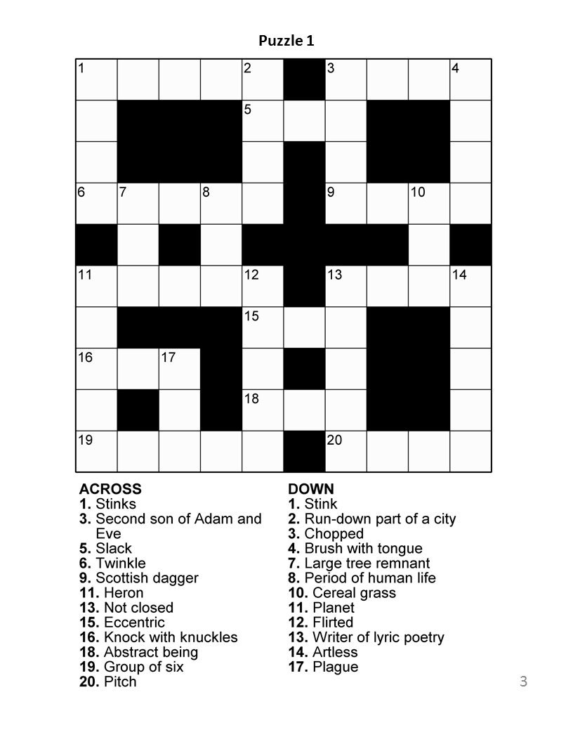 Easy Crossword Puzzles For Seniors Activity Shelter Worksheets Library