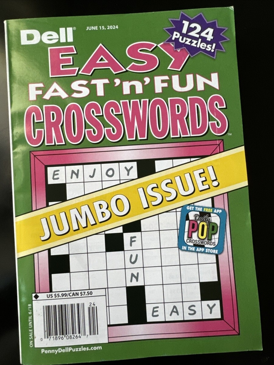 Easy Fast N Fun Crosswords 124 Puzzles Dell June 15 2024 Jumbo Issue EBay