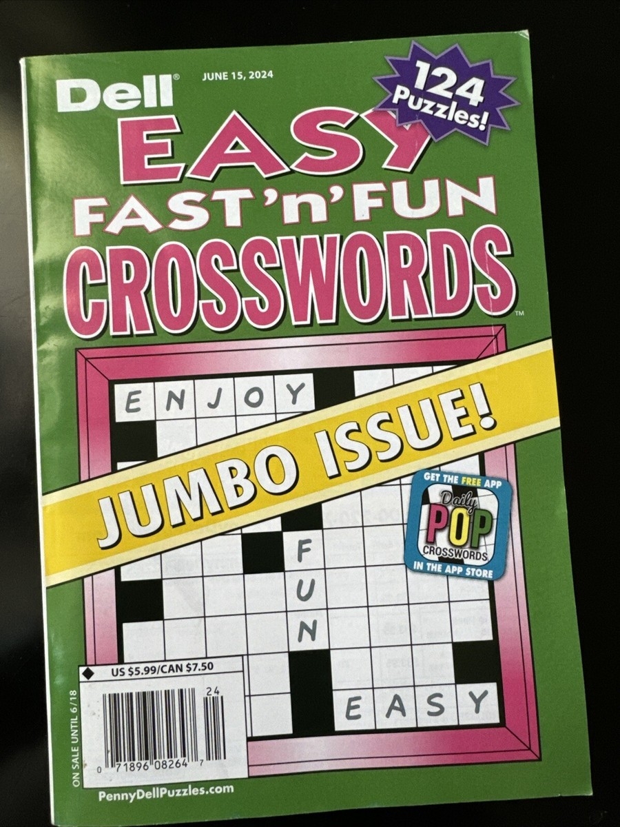 Easy Fast N Fun Crosswords 124 Puzzles Dell June 15 2024 Jumbo Issue EBay
