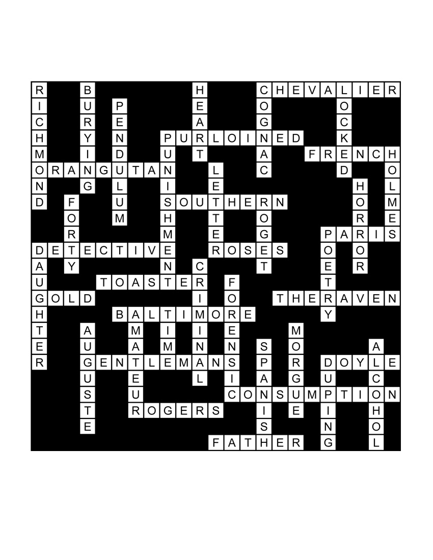 Edgar Allan Poe Crossword Puzzle Solution Millie Mack s Blog