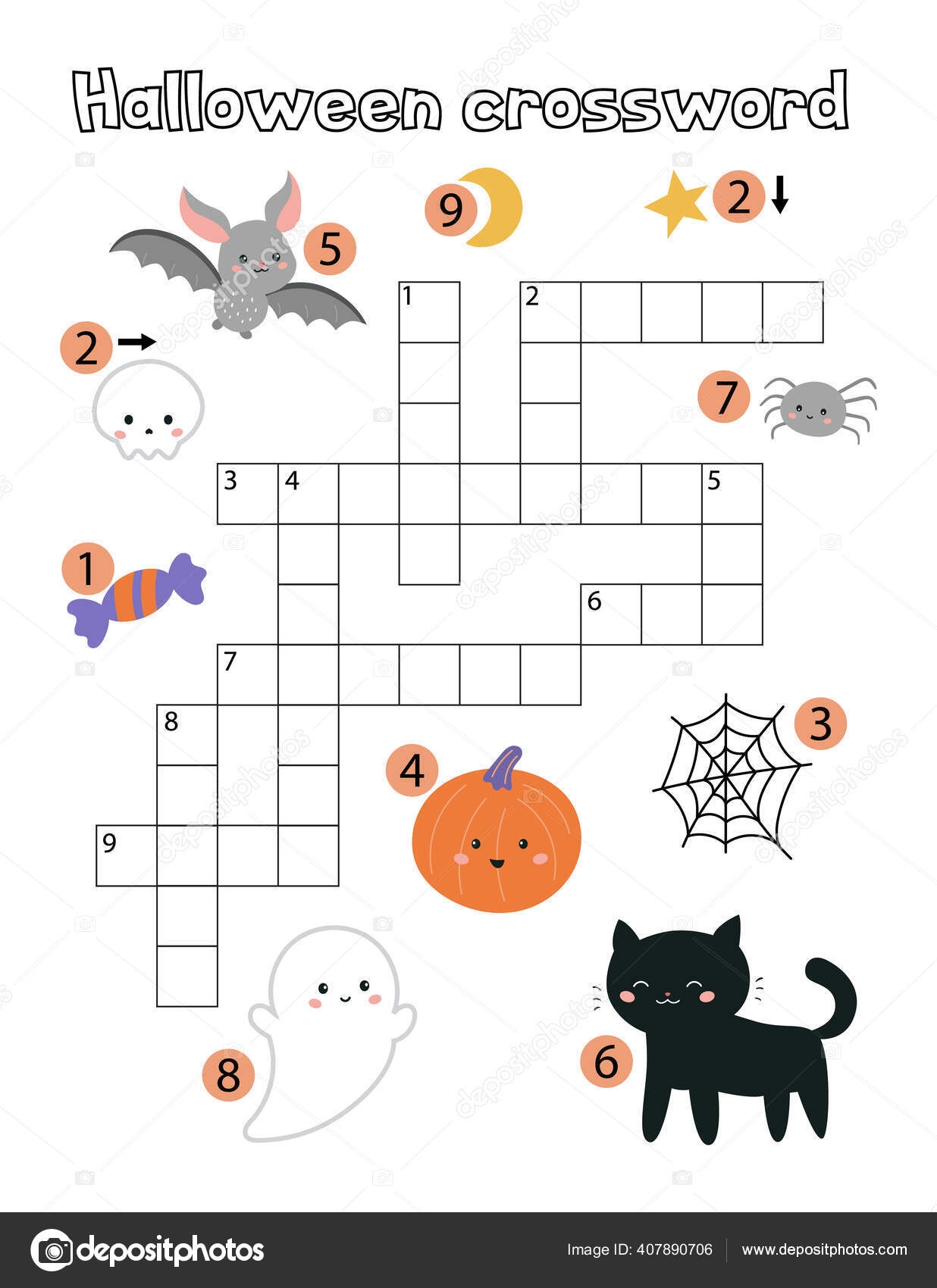 Educational Children Game Halloween Crossword For Children Worksheets Library