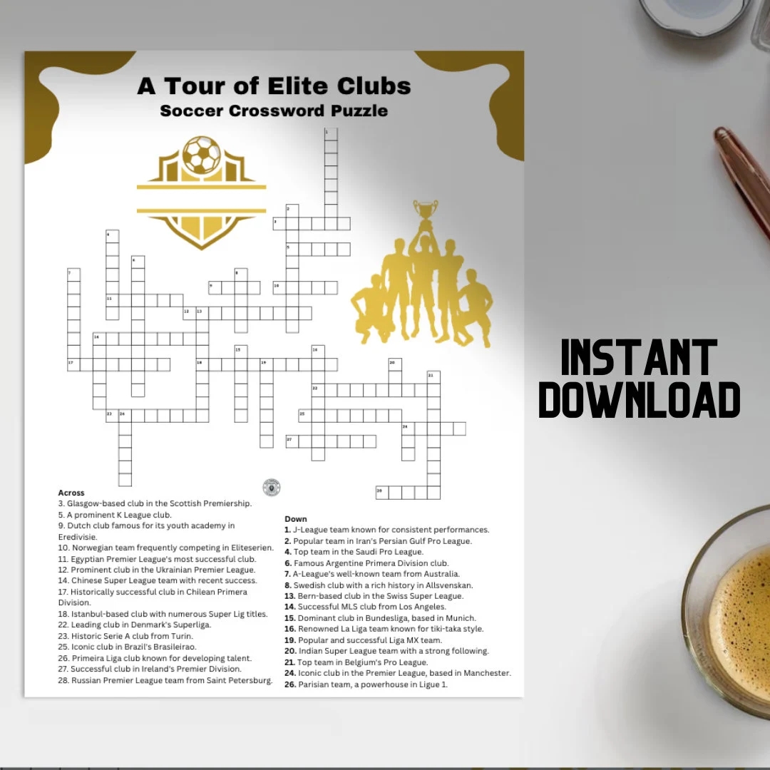 Elite Soccer Clubs Crossword Puzzle Crossword Printable Bachelor Party Games Soccer Birthday Party Soccer Trivia Print Off Crossword Etsy