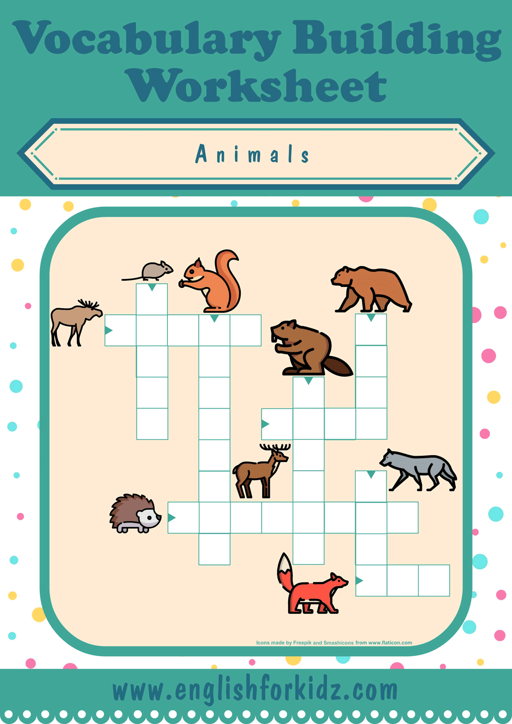 English For Kids Step By Step Animals Crossword Puzzles
