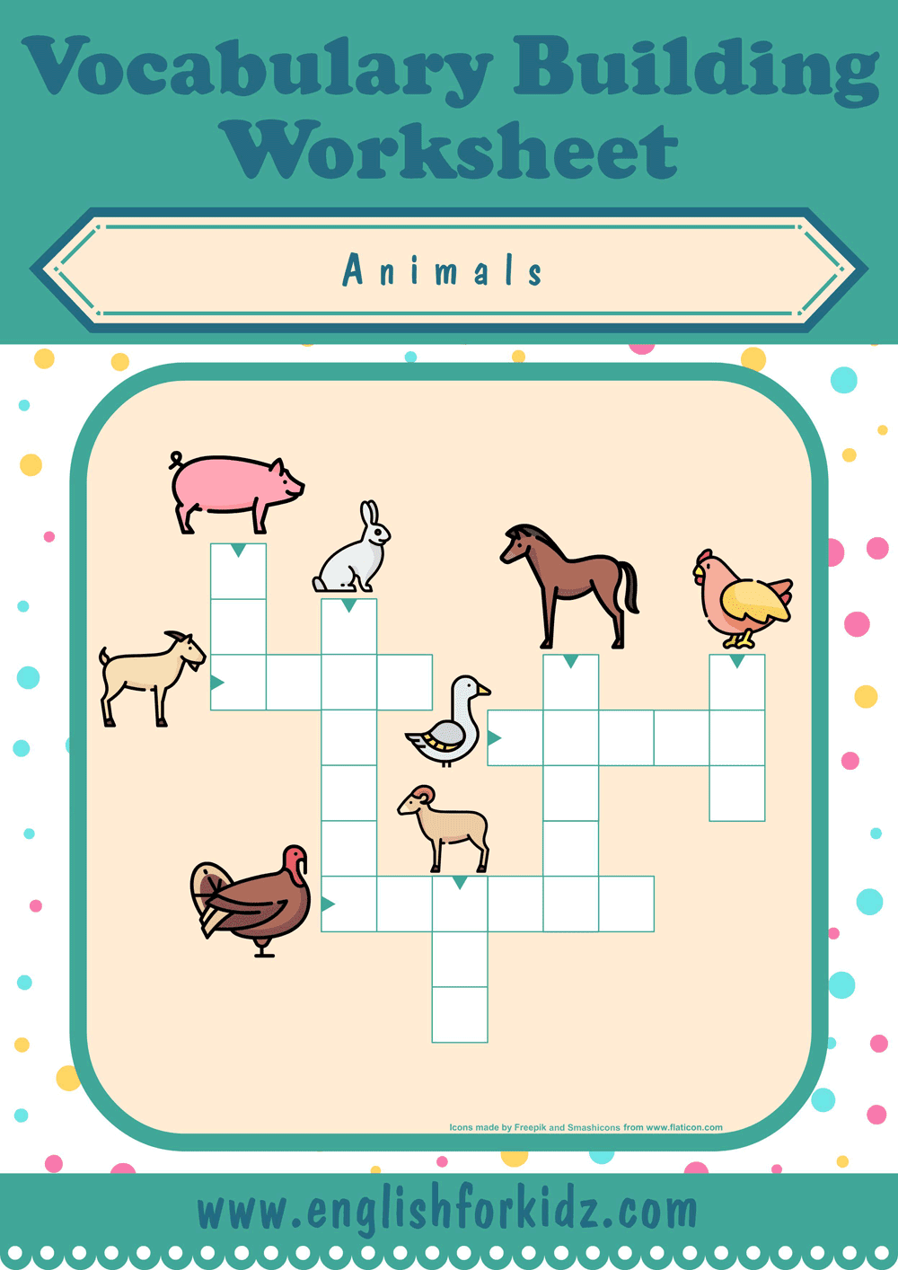 English For Kids Step By Step Animals Crossword Puzzles