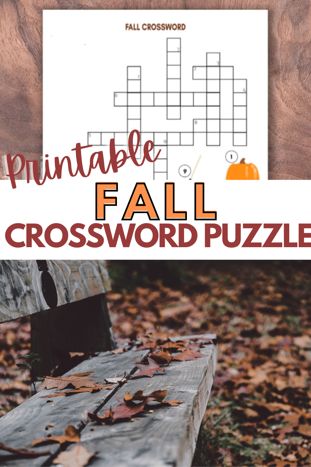 Fall Crossword Puzzle For Kids