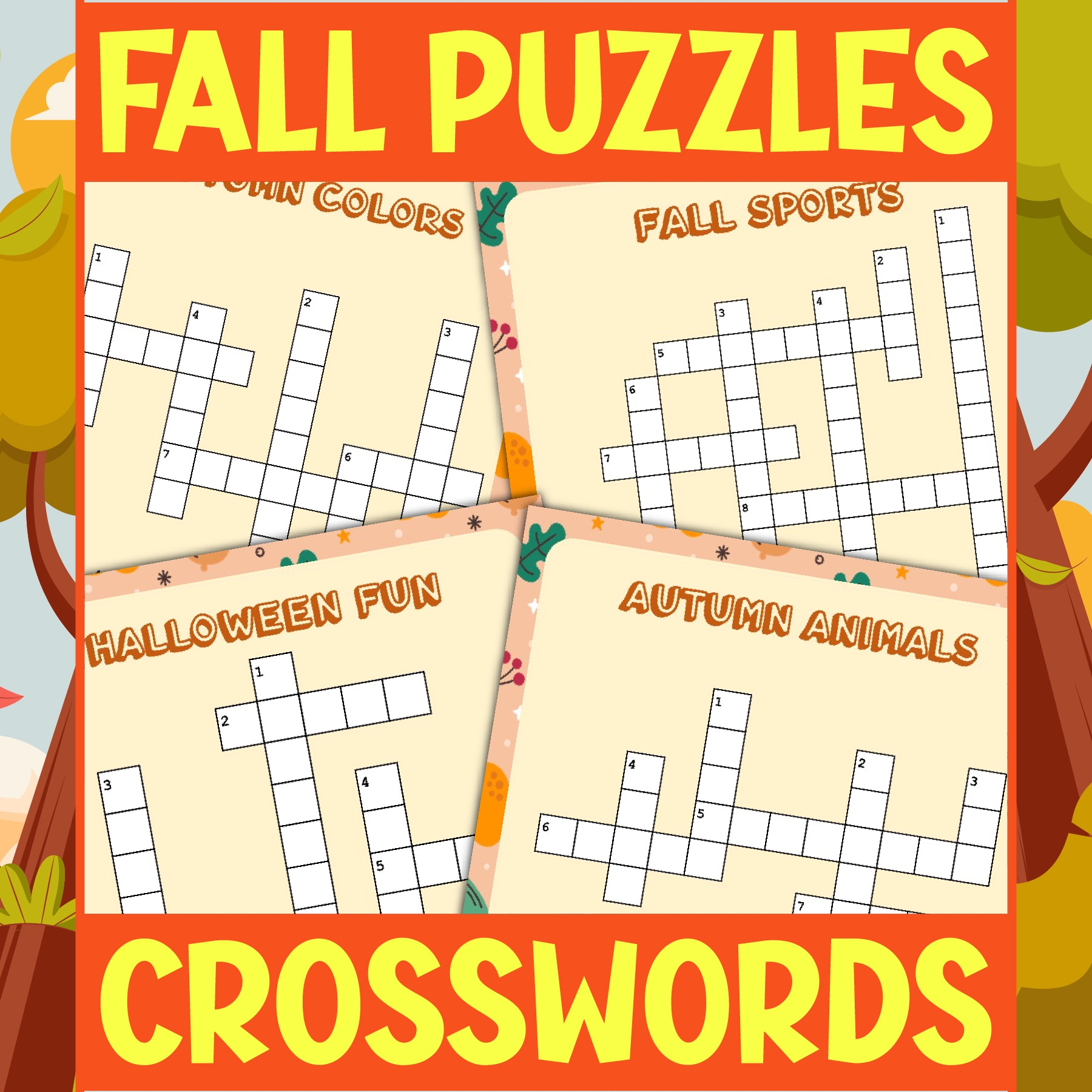 Fall Time Activities Autumn Themed Crossword Puzzles Funny Puzzles For Kids Made By Teachers
