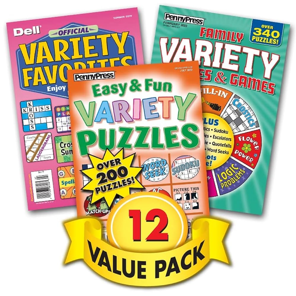 Family Variety Puzzles Games For All Ages 12 Pack Penny Press Penny Press Dell Magazines Amazon Books