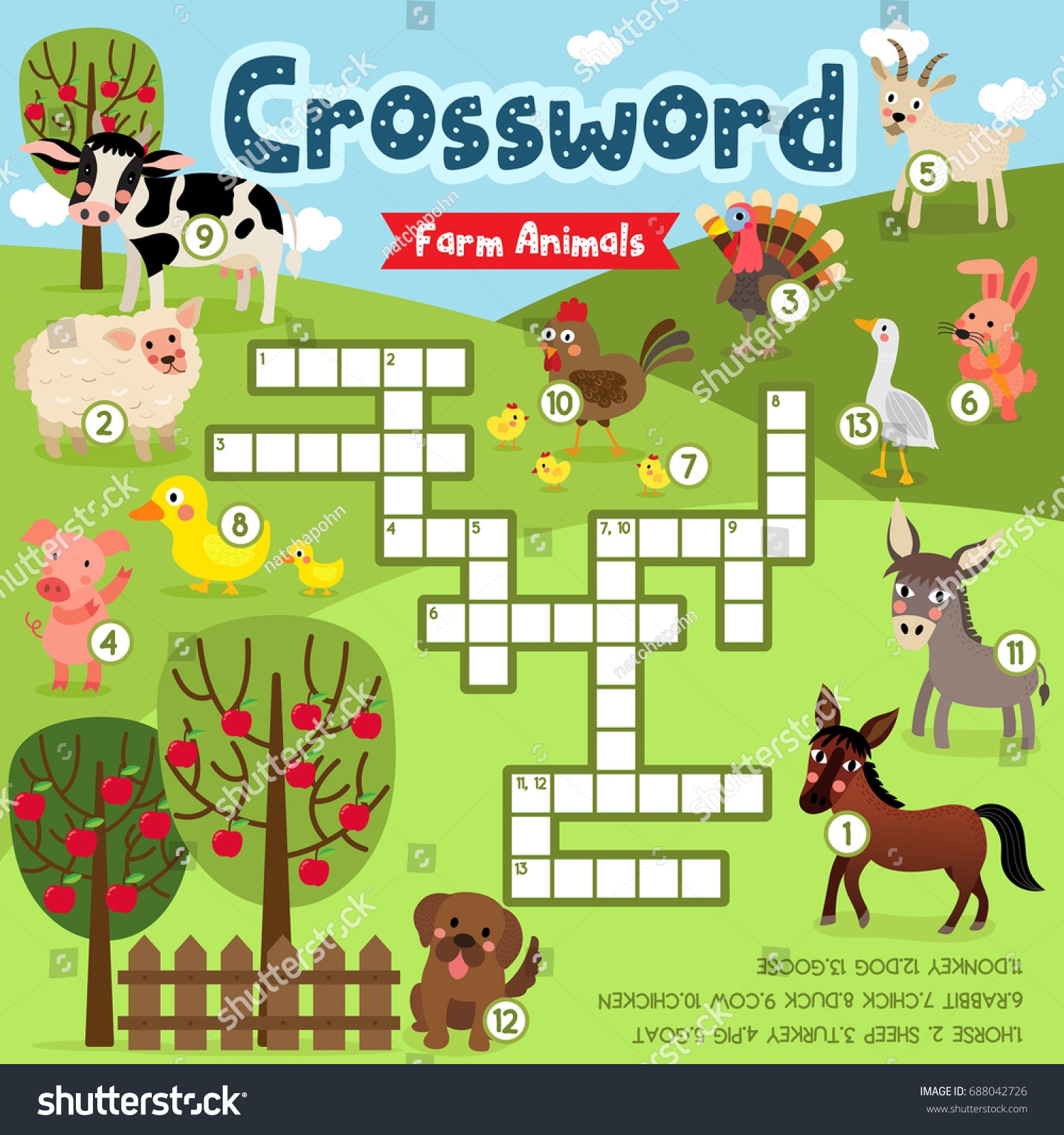 Farm Discount Animals Kids Crossing Word Search