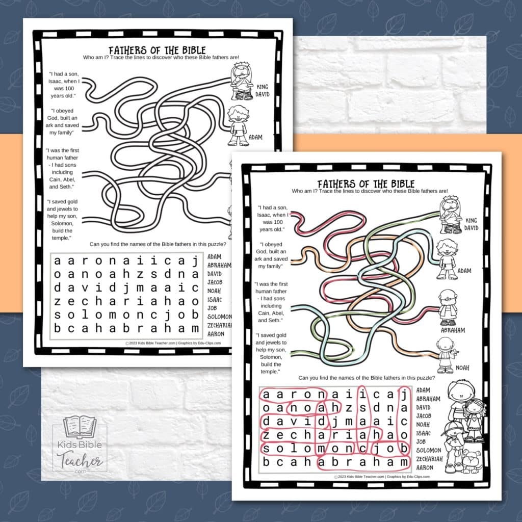 Fathers In The Bible Activity Pages Kids Bible Teacher