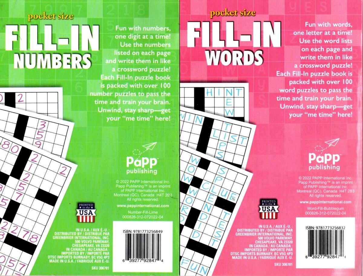 Fill In Numbers And Fill In Words Over 100 New Puzzles Pocket Size Vol 4 EBay