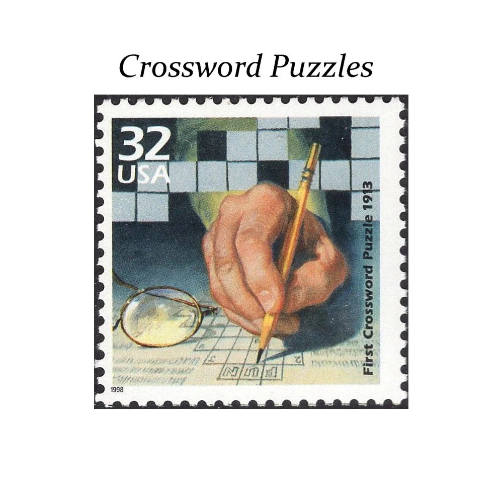 Five 32c Crossword Puzzle Stamps Unused US Postage Stamps Newspaper Game Funny Papers New York Times Crossword Puzzle Dictionary Etsy