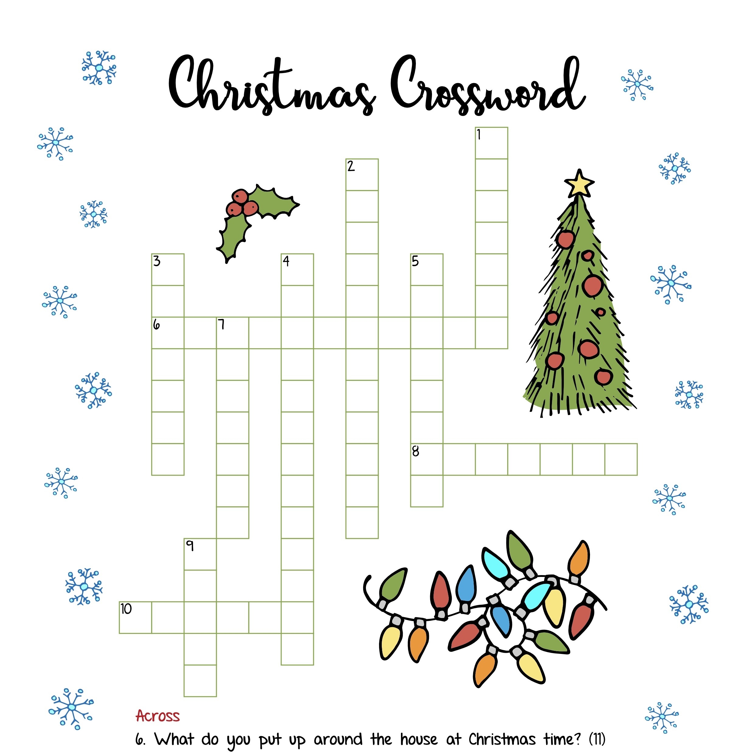Adult Christmas Crossword Puzzle