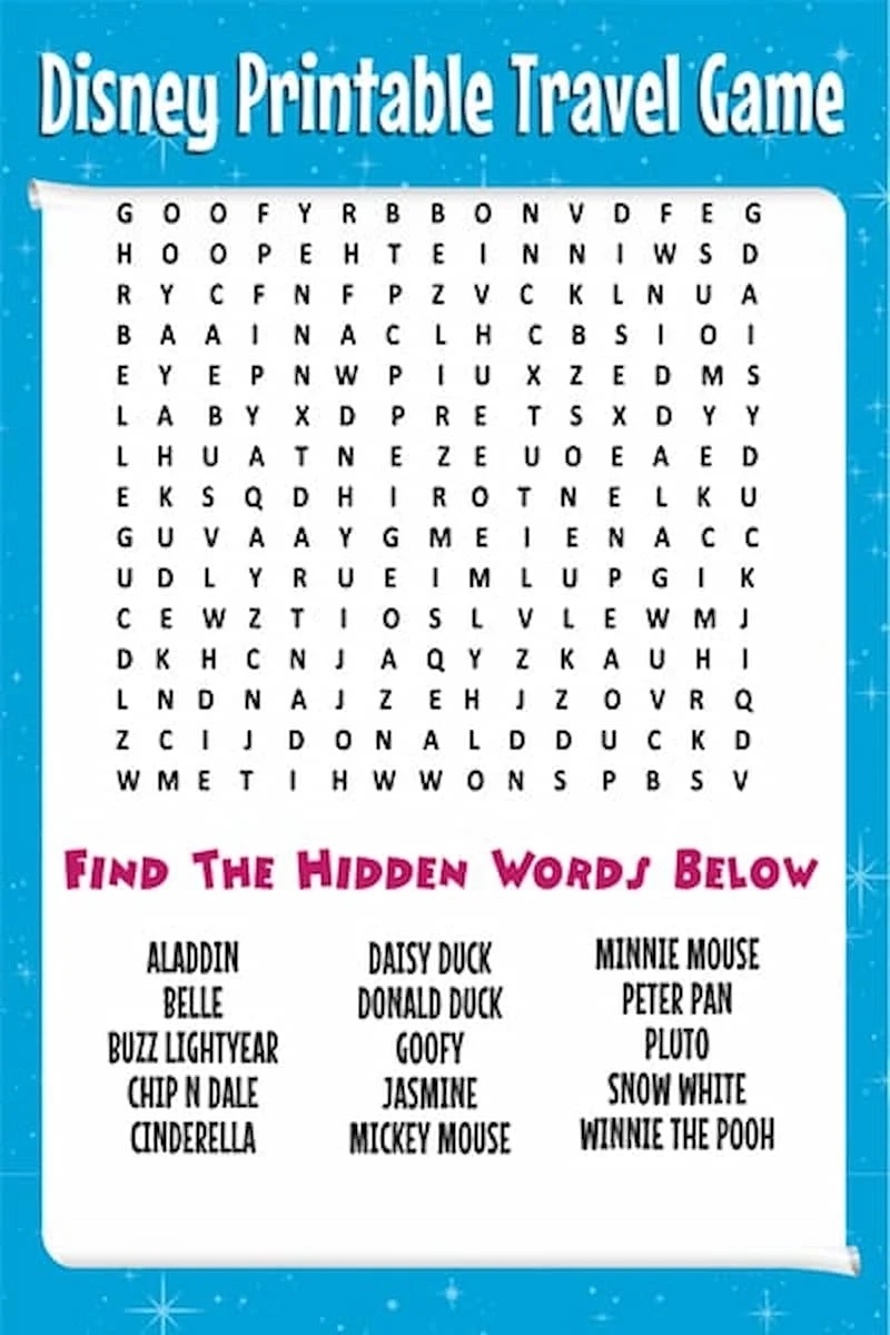 Free Disney Crossword Puzzles Printable