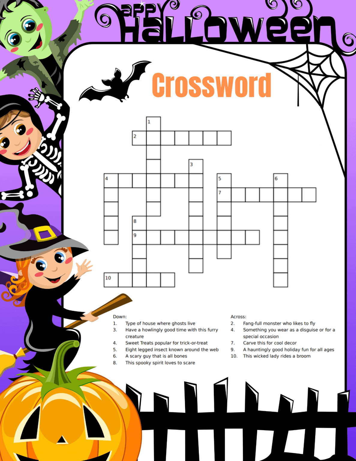 Free Halloween Crossword Printable For Kids Two Kids And A Coupon