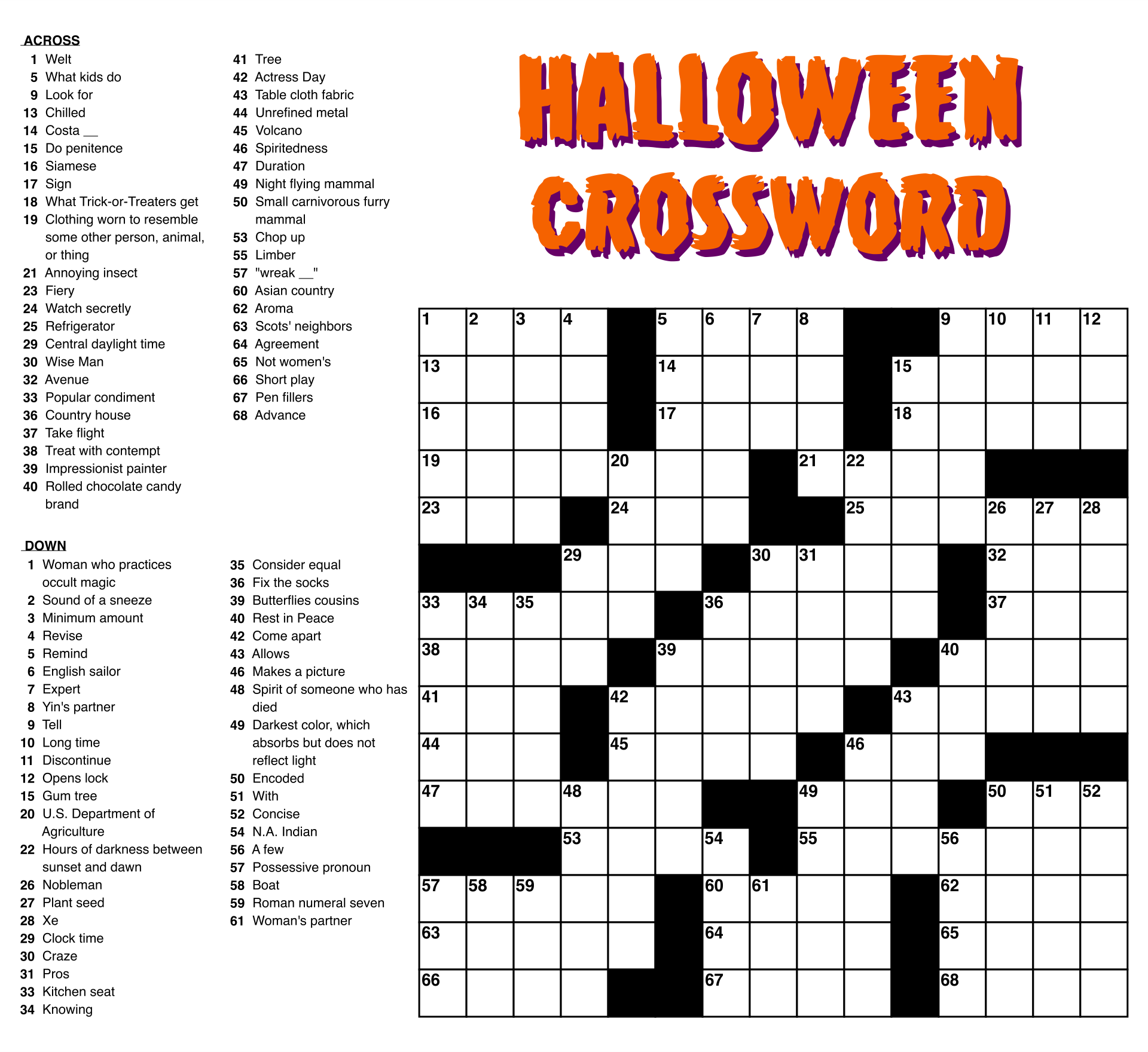 Free Printable Crossword Puzzles For Kids Worksheets Library