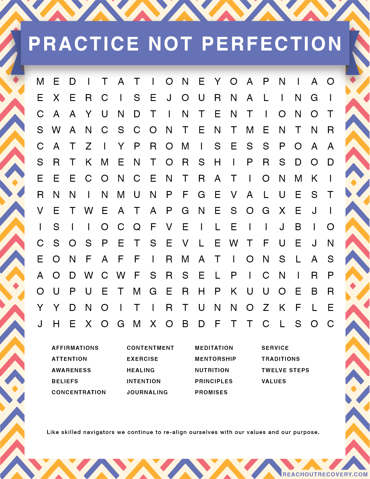 Recovery Crossword Puzzles