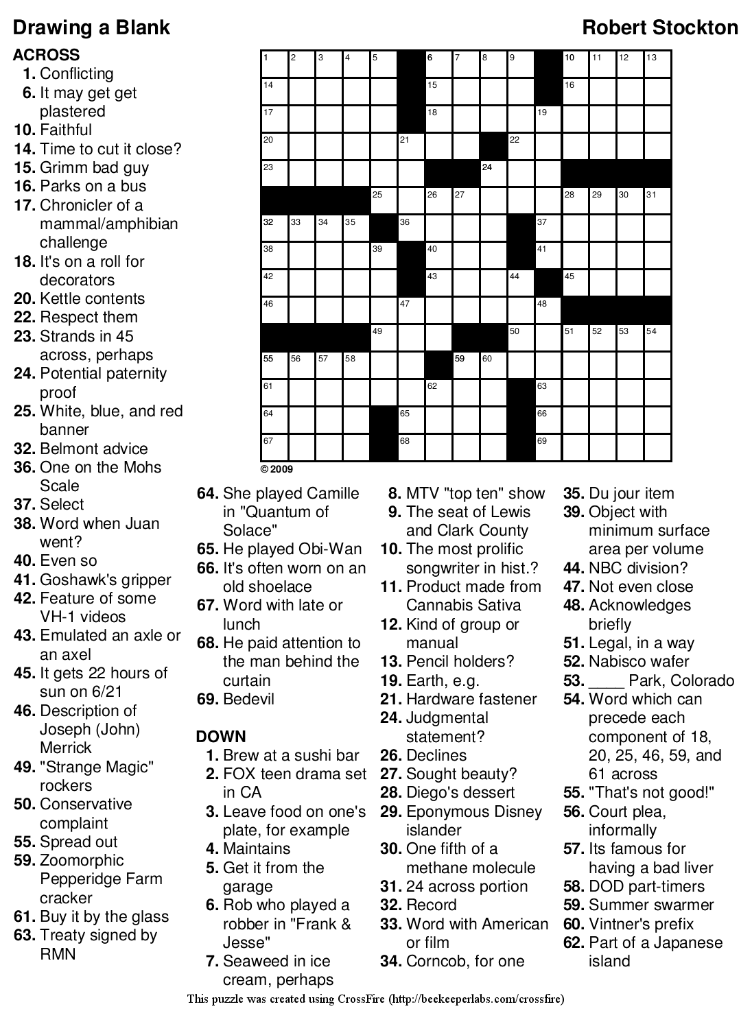 Crossword Puzzles Template Blank