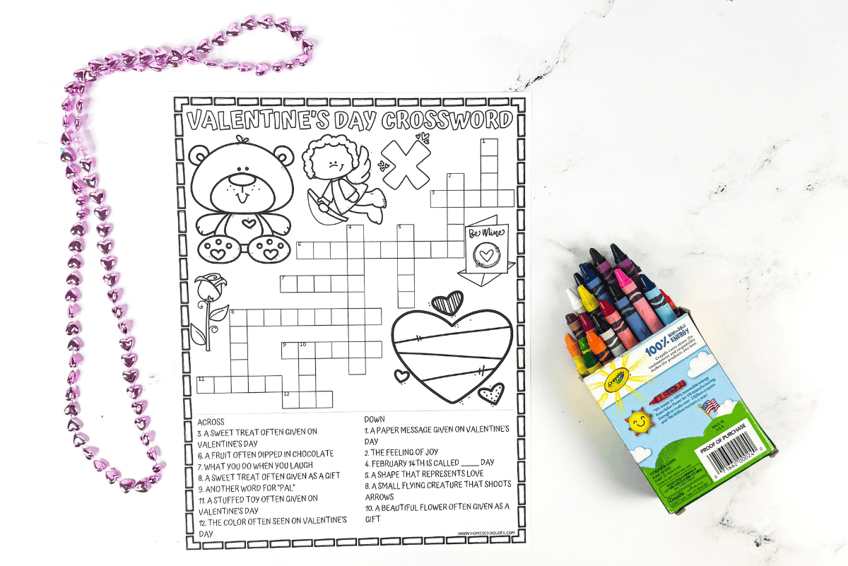 Free Valentine s Day Crossword Puzzle Printable