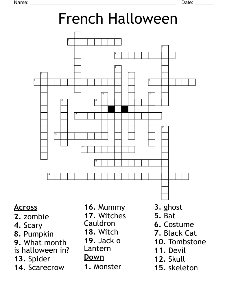 Halloween Crossword Printable