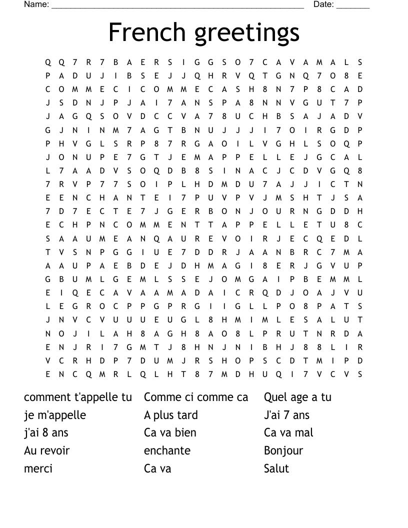 French Crossword Puzzles Printable