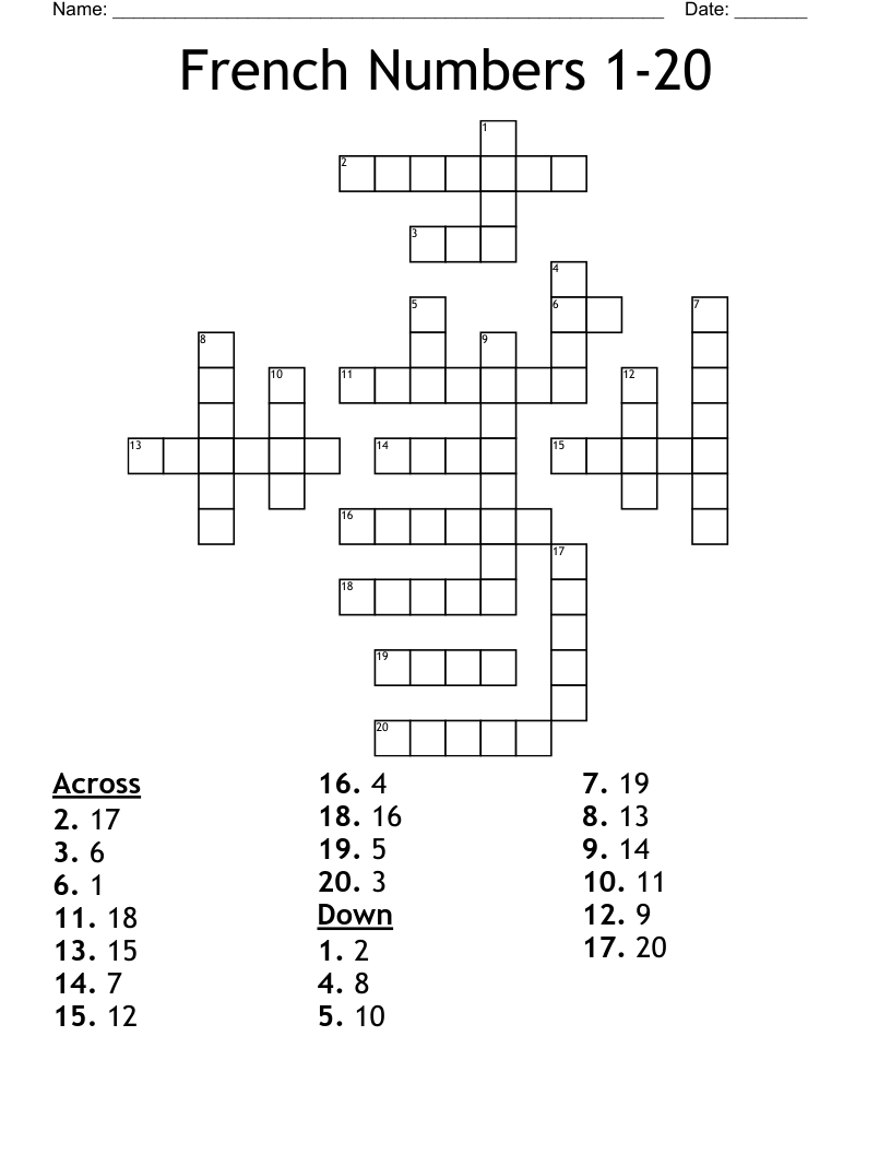 French Puzzles Printables Crosswords Easy