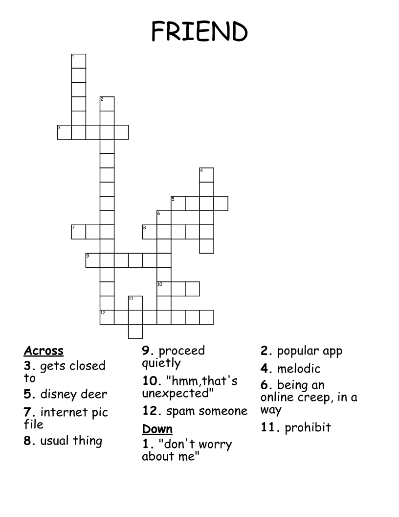 FRIEND Crossword WordMint