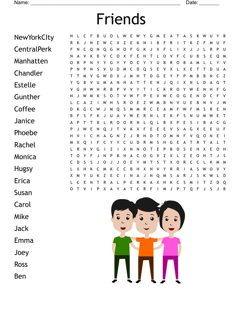 Friends Tv Show Crossword WordMint
