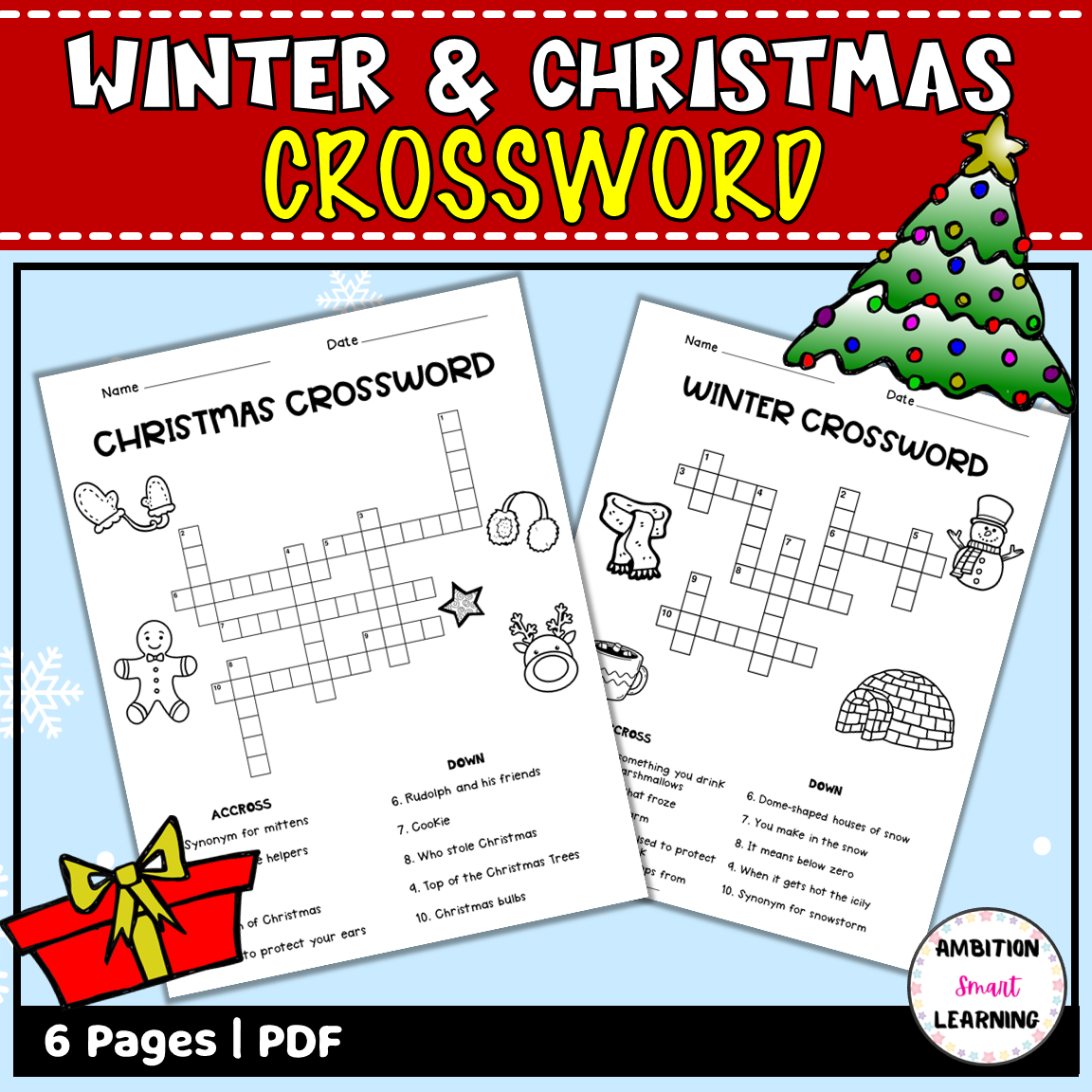Winter Crossword Puzzles Printable Free Kids