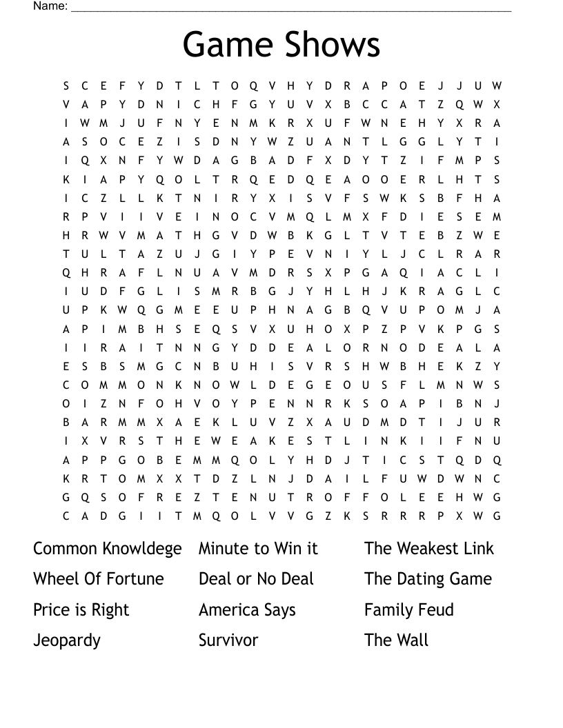 Game Show Crossword WordMint