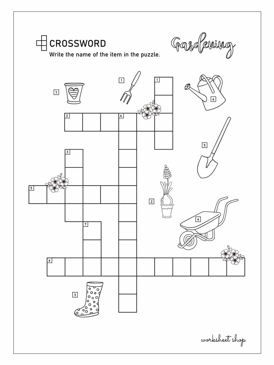 Gardening Crossword Puzzle Worksheet Shop