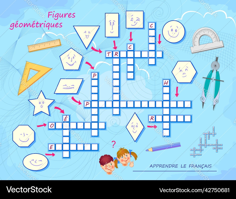 Geometric Figures Crossword Puzzle Game Royalty Free Vector