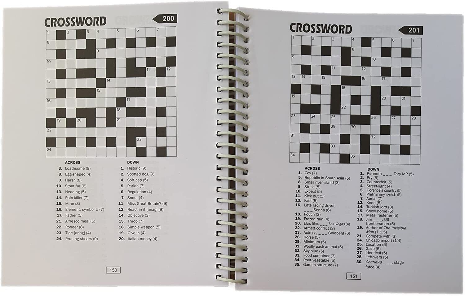 Giant 500 Cross Word Spiral Bound Brain Teaser Puzzle Book