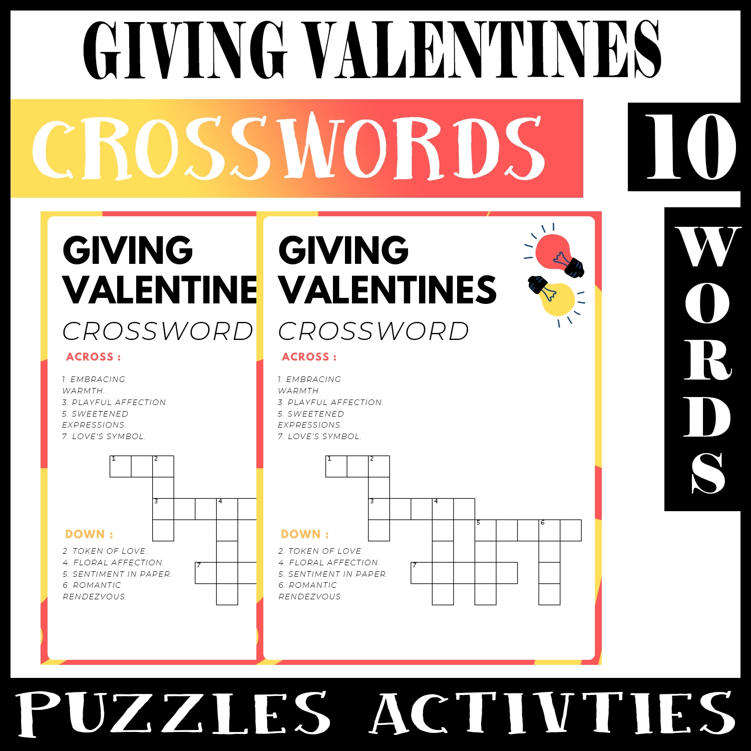 Giving Valentines No Prep Crossword Puzzle Worksheet Activity For Morning Work Made By Teachers